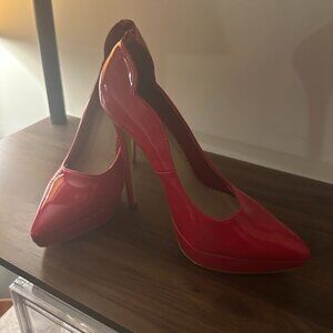 Shoe Dazzle Red Latex Red Pump Size 9